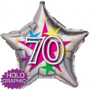 70th Birthday Silver Star Foil balloon - 22"