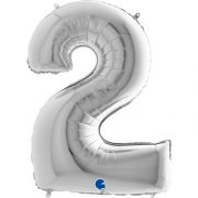 Silver Number 2 Foil Balloon - 40"