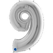 Silver Number 9 Foil Balloon - 40"